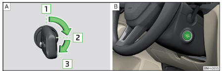 Positions de la clé du véhicule dans le contacteur d'allumage / bouton de démarrage