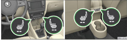 Touches du chauffage des sièges avant/des sièges arrière
