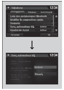 Modification du réglage Sync. automatique tél.