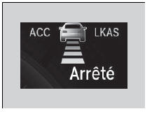 Un véhicule devant est détecté dans le rayon d'action de l'ACC avec LSF et ralentit jusqu'au point de s'immobiliser