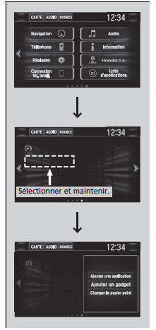 Pour ajouter des icônes d'applications ou de gadgets logiciels à l'écran d'accueil