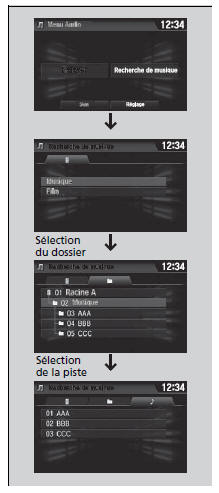 Choisir un fichier à partir du menu de la liste de recherche de musique